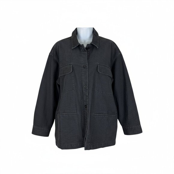 Jenni Kayne Women's Size L Corduroy Button Front Washed Black Barn Jacket - Picture 1 of 8